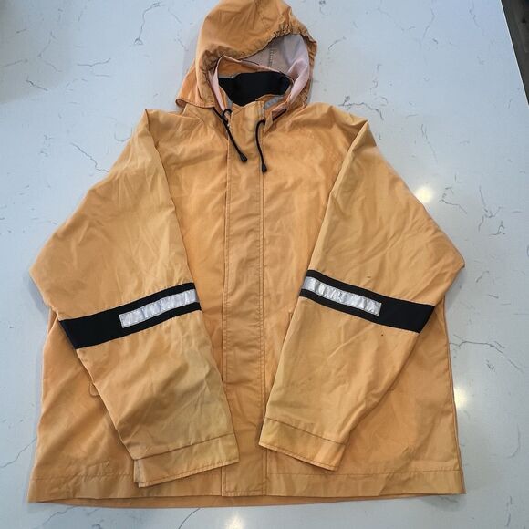 Vintage JCrew OAR Reflective Raincoat Size Xl Yellow - Picture 1 of 12